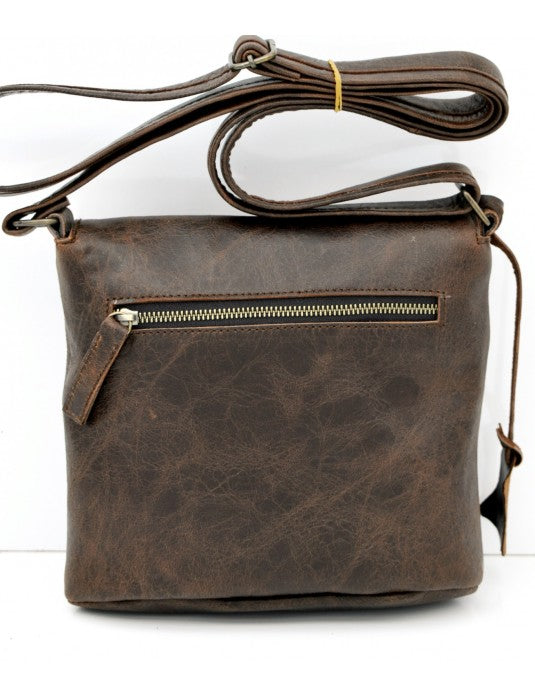 Antique Collection - Midi Crossbody & Messenger Bag with Metal Turnlock (Camel Tan)