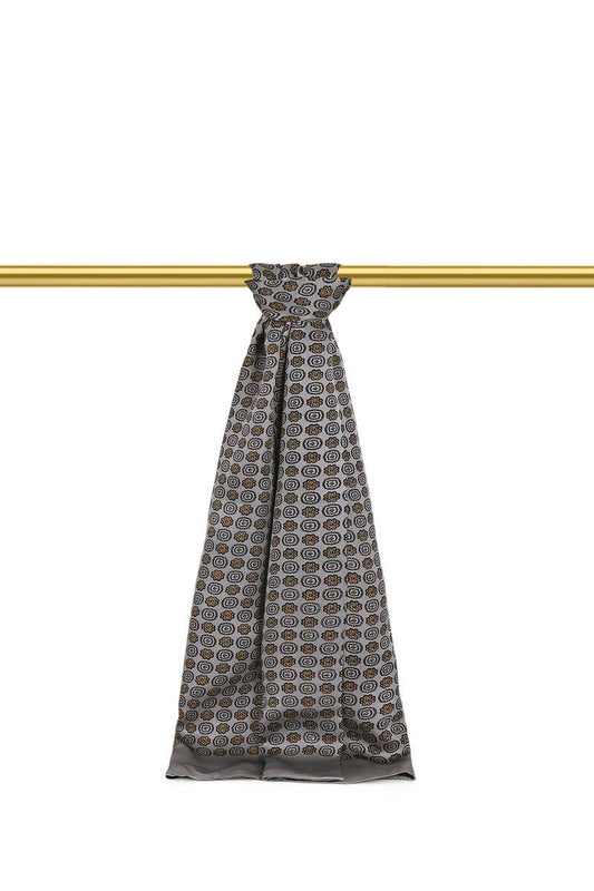 Gray Floral Pattern Men's Silk Foulard