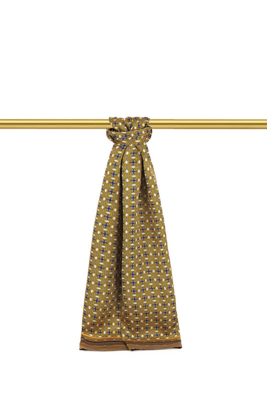 Yellow Geometric Pattern Men's Silk Foulard